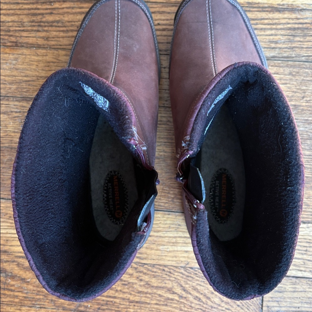 Merrell winter boots lined calf high pull on side zip burgundy 9 cabincore cozy - Picture 12 of 14